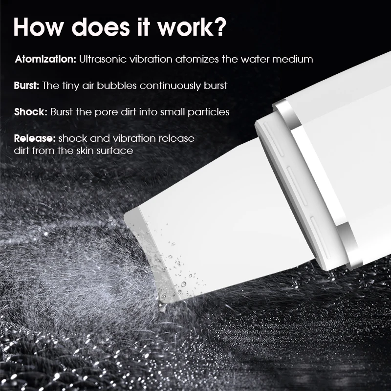 超音波クリーナー画面超音波スキンスクラバーディープフェイスクリーニング機械シャベルスキンケアフェイスリフト剥離顔