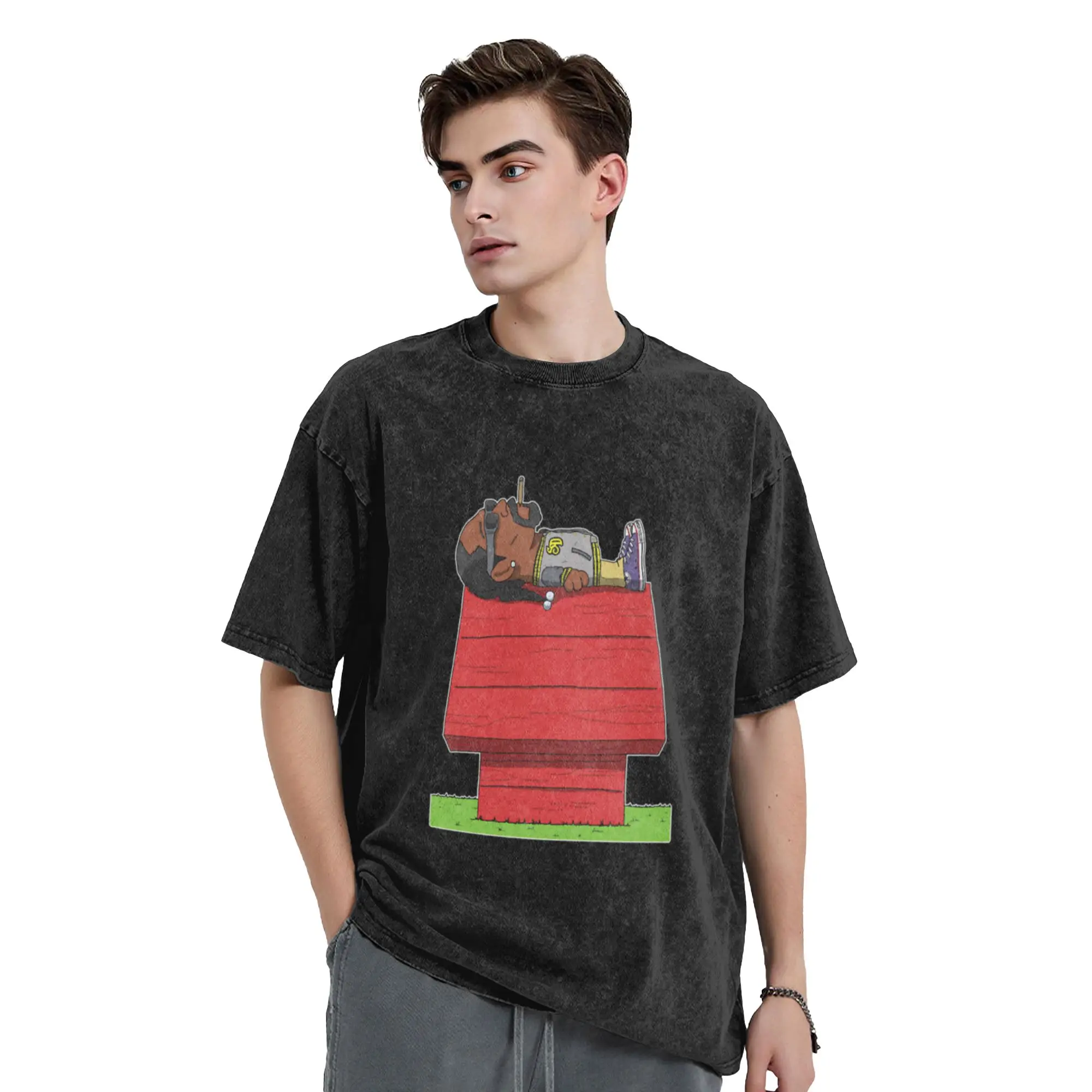 Funny Doggs Lying On The Roof Classic Comfort A T-Shirt Oversized Short Sleeve Men's Women's Cotton Tees Tops