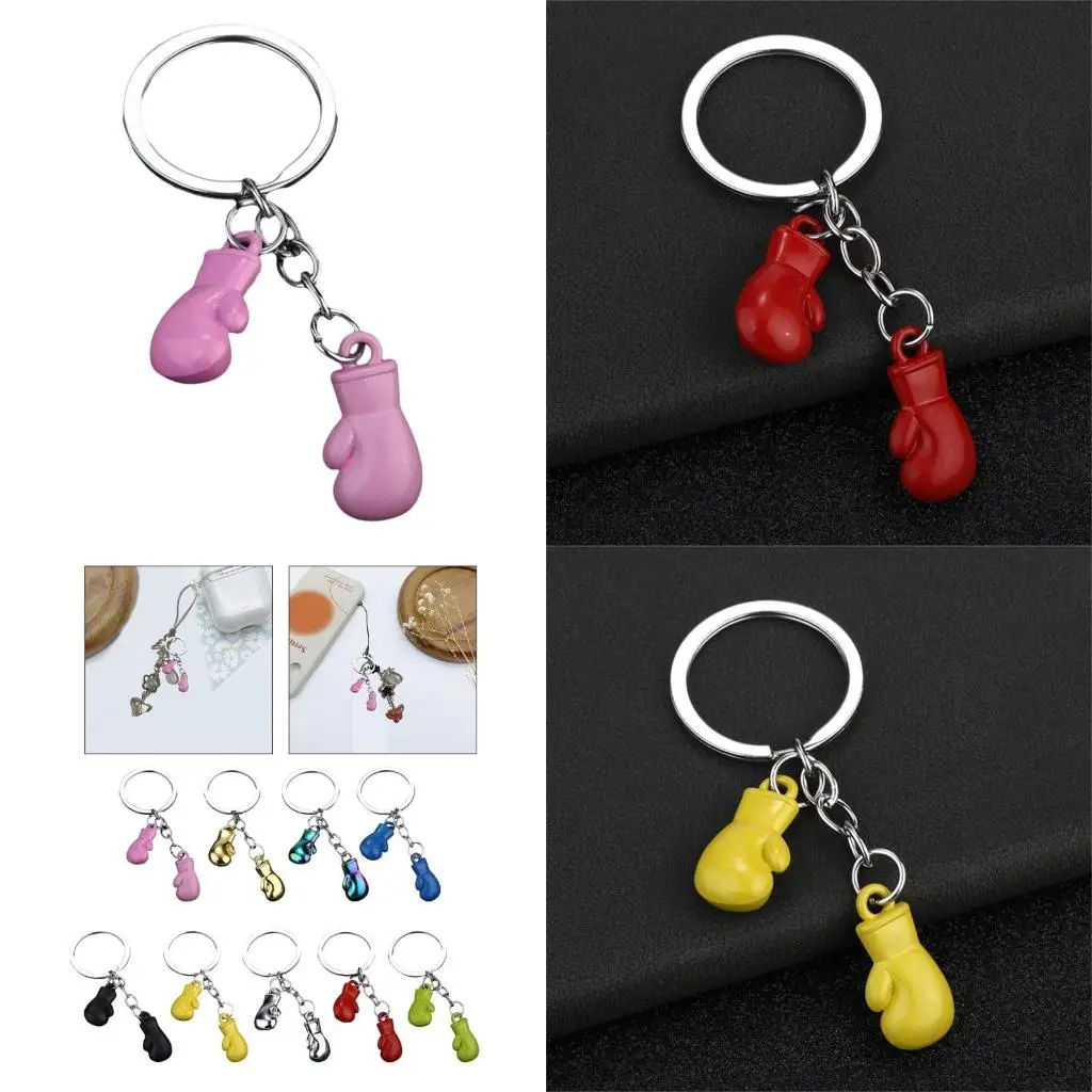 Fashionable Boxing Glove Keychain Simulation Fitness Equipment Pendant for Backpacks Stylish Couples Car Keys Holder