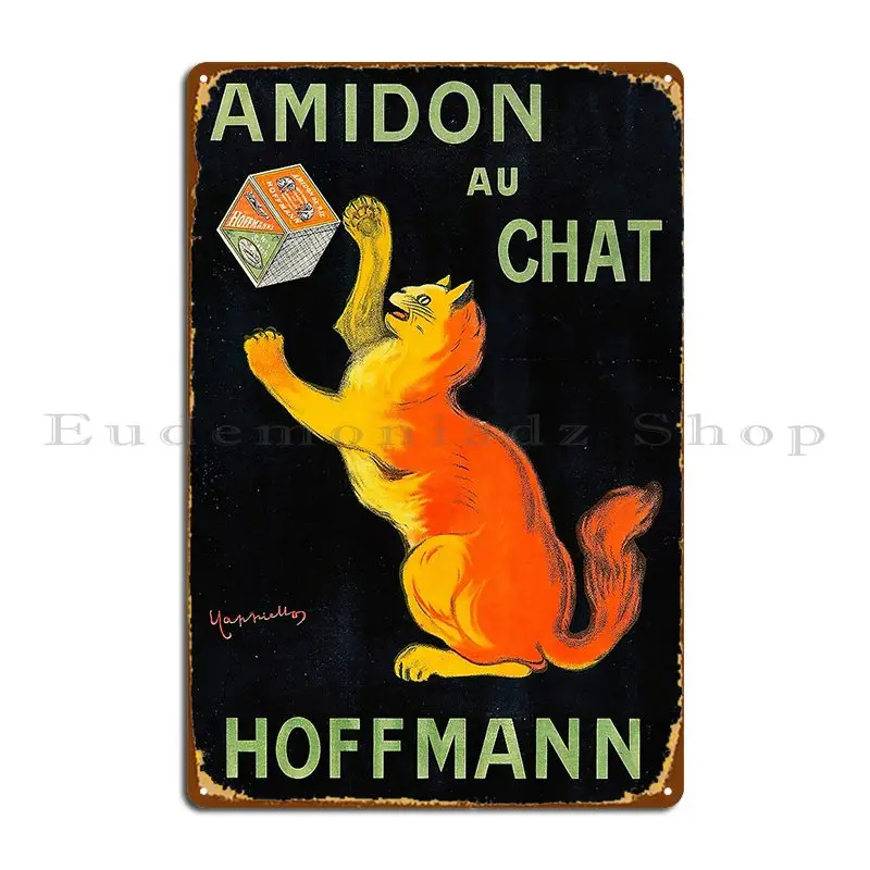 Cartel de Metal de Amidon Au Chat Art Deco, Cartel personalizado para sala de estar, cueva de pared, cine, Pub, Mural, Cartel de estaño