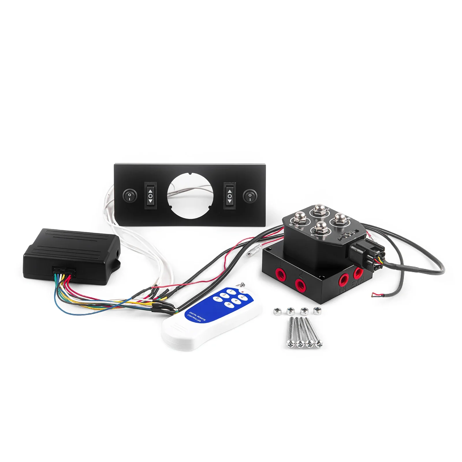 3Color Air Ride Suspension Three in One Display Pressure Gauge W/Solenoid Valve & Remote Control &Panel Ship Type Switch