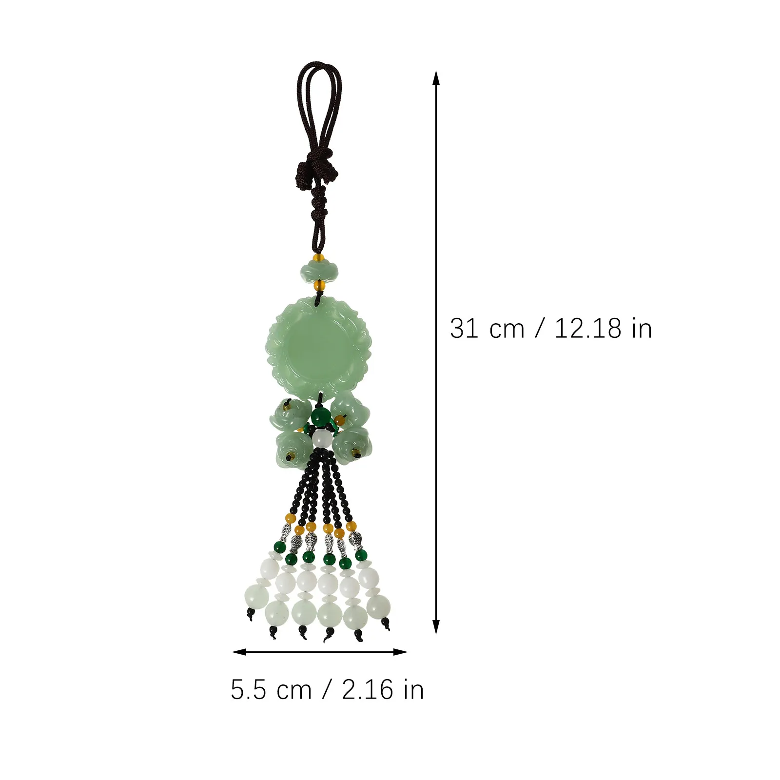 Jade Car Pendant with Colored Glaze – Rearview Mirror Hanging Decor for Vehicle Interior, Keychain & Gift