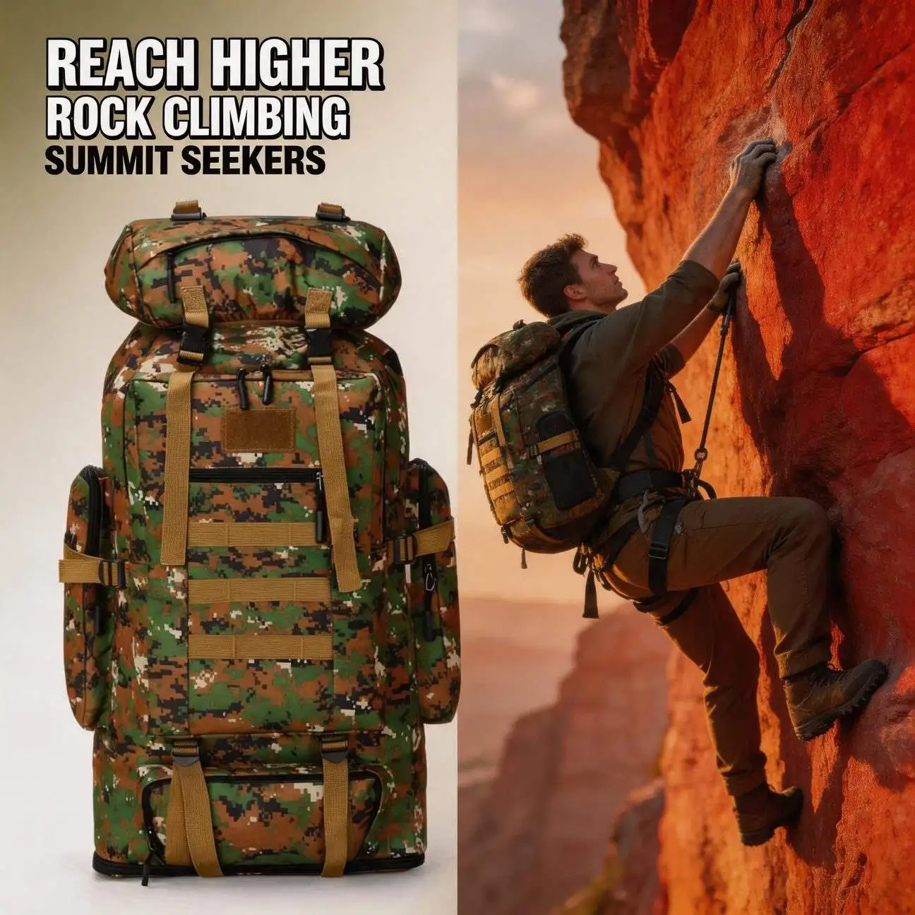 Pro Extra Large Capacity Hiking Backpack Outdoor Mountaineering Camping Bottom Expandable for School and Work