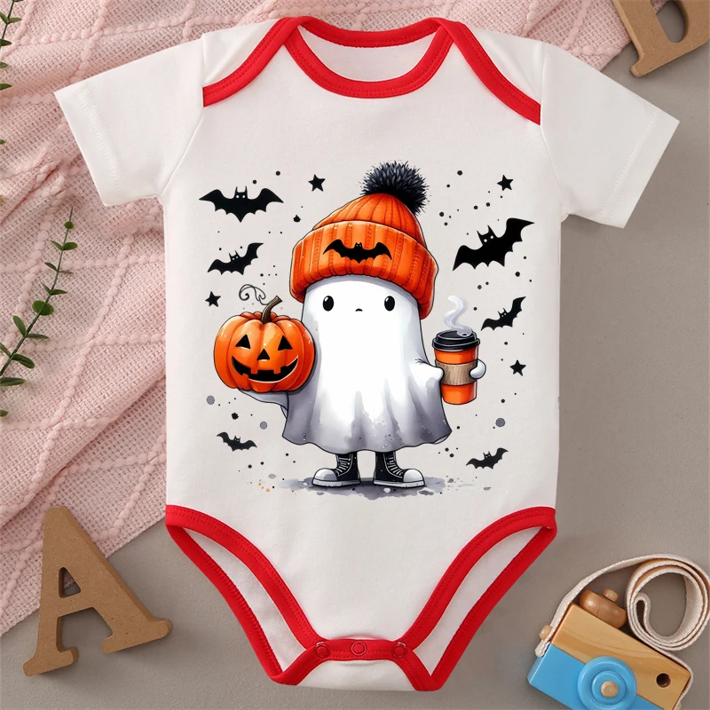 

MINISO Happy Halloween Ghost Baby 100% Cotton Cloths Jumpsuit Onesie Soft Bodysuit for 0-12 Months Newborn Best Gift for Baby