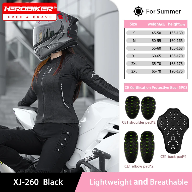 

Women's Motorcycle Jacket Body Armor CE Certified Breathable and Lightweight Motorbike Jacket Motocross Riding Clothing Summer