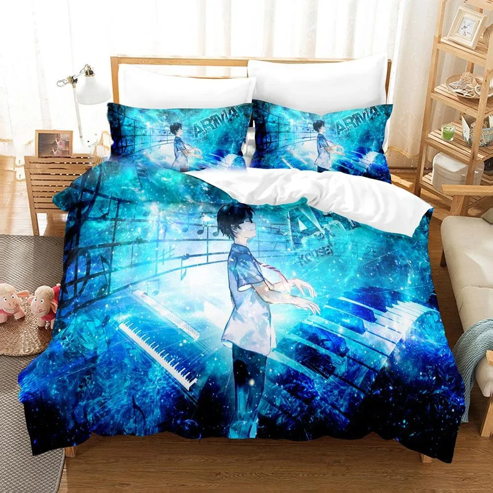 

3D Printed Anime Your Lie in April Kaori Miyazono Bedding Set Boys Girls Twin Queen Size Duvet Cover Pillowcase Bed Kids Adult