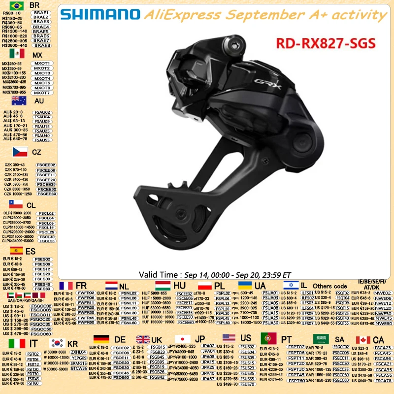 Shimano GRX Di2 RX827 SGS Schaltwerk 1x12s Vollständig Drahtlose Schaltung Elektronische Übertragung Schaltwerk für Gravel-Bikes