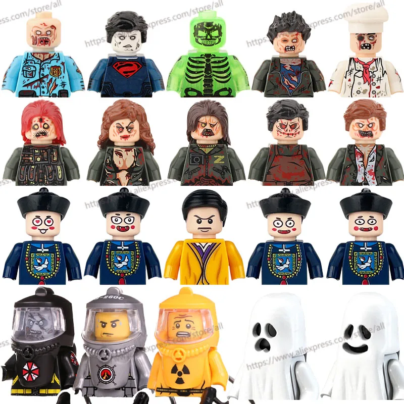 MOC Military Building Blocks Soldiers Figure Halloween Series Biochemical Factory Firefighters Mutations Survivors Zombies Toys