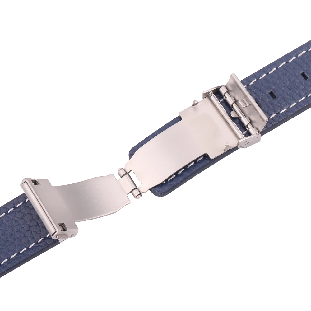 Stainless Steel Watch Band Buckle Silver 16 18 20 22 mm Metal Watchband Double Press Automatic Clasp Strap Accessories