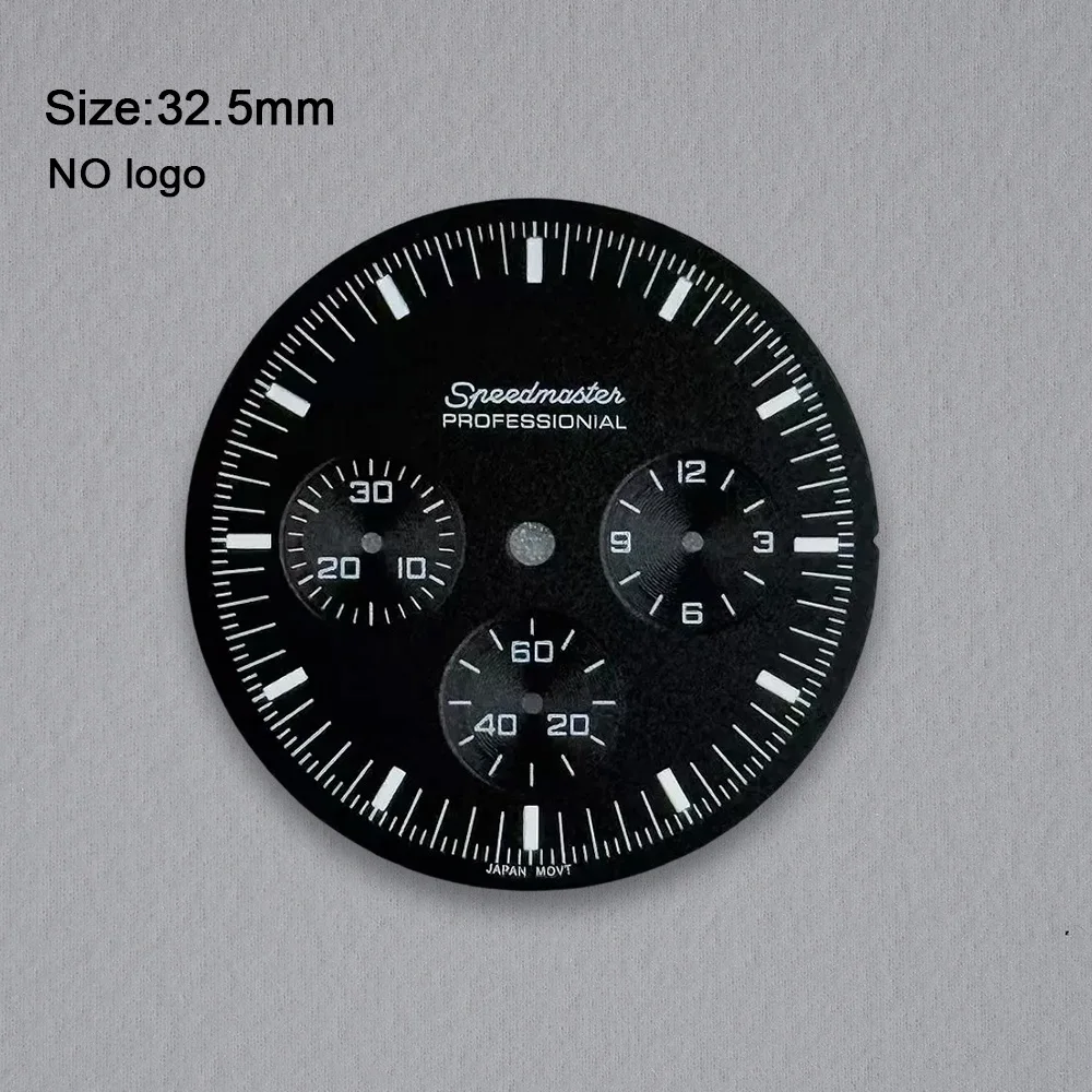 No Logo 32.5mm Watch Blank Dial For VK63 Movement Green Luminous Custom Logo Watch Dials Hands Accessories Repair Tools