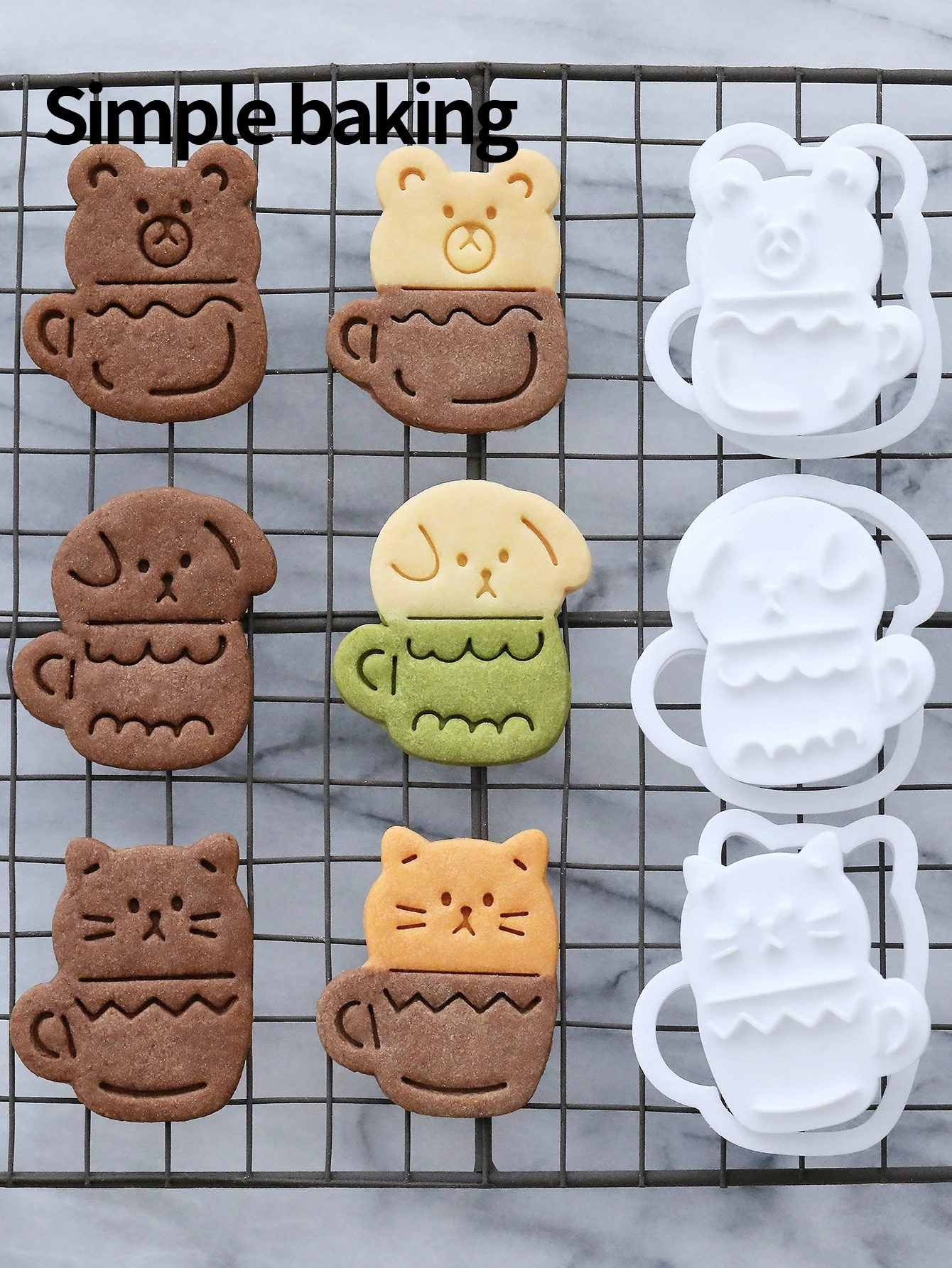 1pc Animal Coffee Cup Cookie Cutter Mold Cute Cat Dog Bear Baking Tools for Parent-Child Kitchen Cartoon-Inspired Cookie Mold