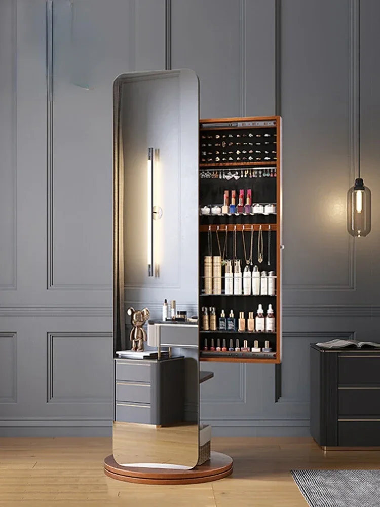 

Лидер продаж, передвижная вешалка для одежды с зеркалом из цельного дерева и шкафом для хранения, прикроватная вешалка для одежды, вращение