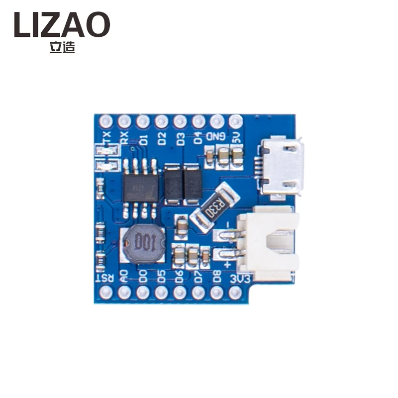 TP5400 1A Lithium Battery Charging Boost Module, D1 Mini Battery Shield with Micro USB Interface