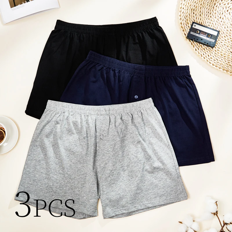 3 pezzi di cotone morbido aloe pantaloni traspiranti comodi biancheria intima da uomo casa per il tempo libero mutandine da uomo allentate morbidi boxer senza cuciture