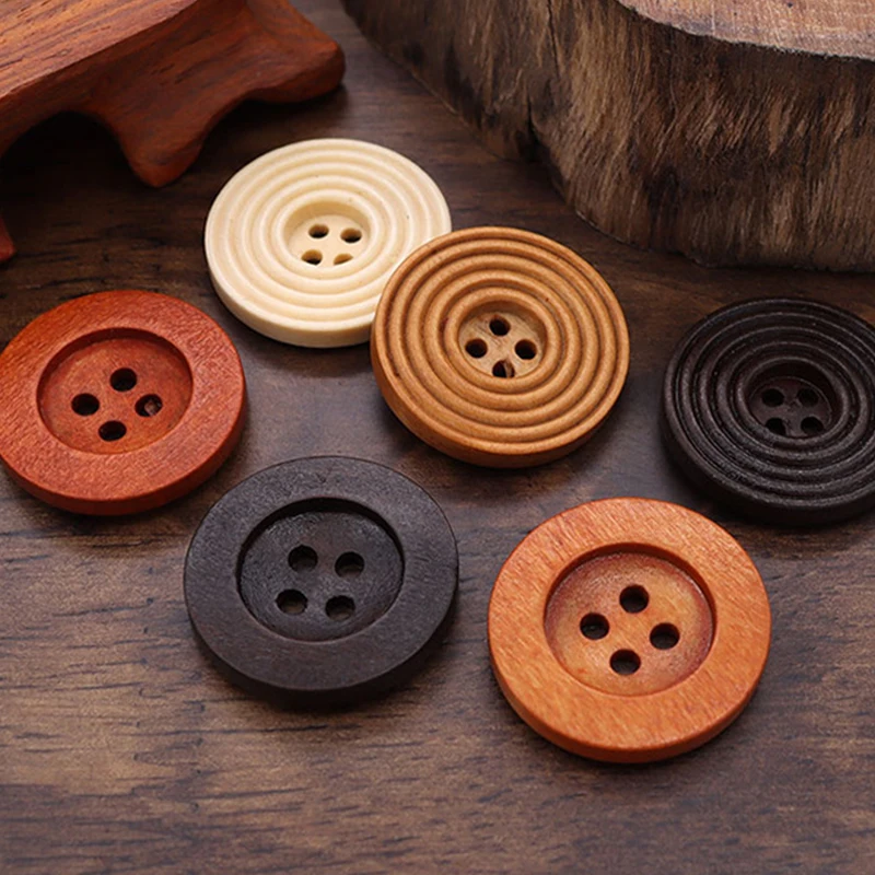 50 PCS DIY Wooden Buttons Sewing Accessories Child Clothing Needlework Shirts Decorative Buttons Handmade Crafts Kids Apparel