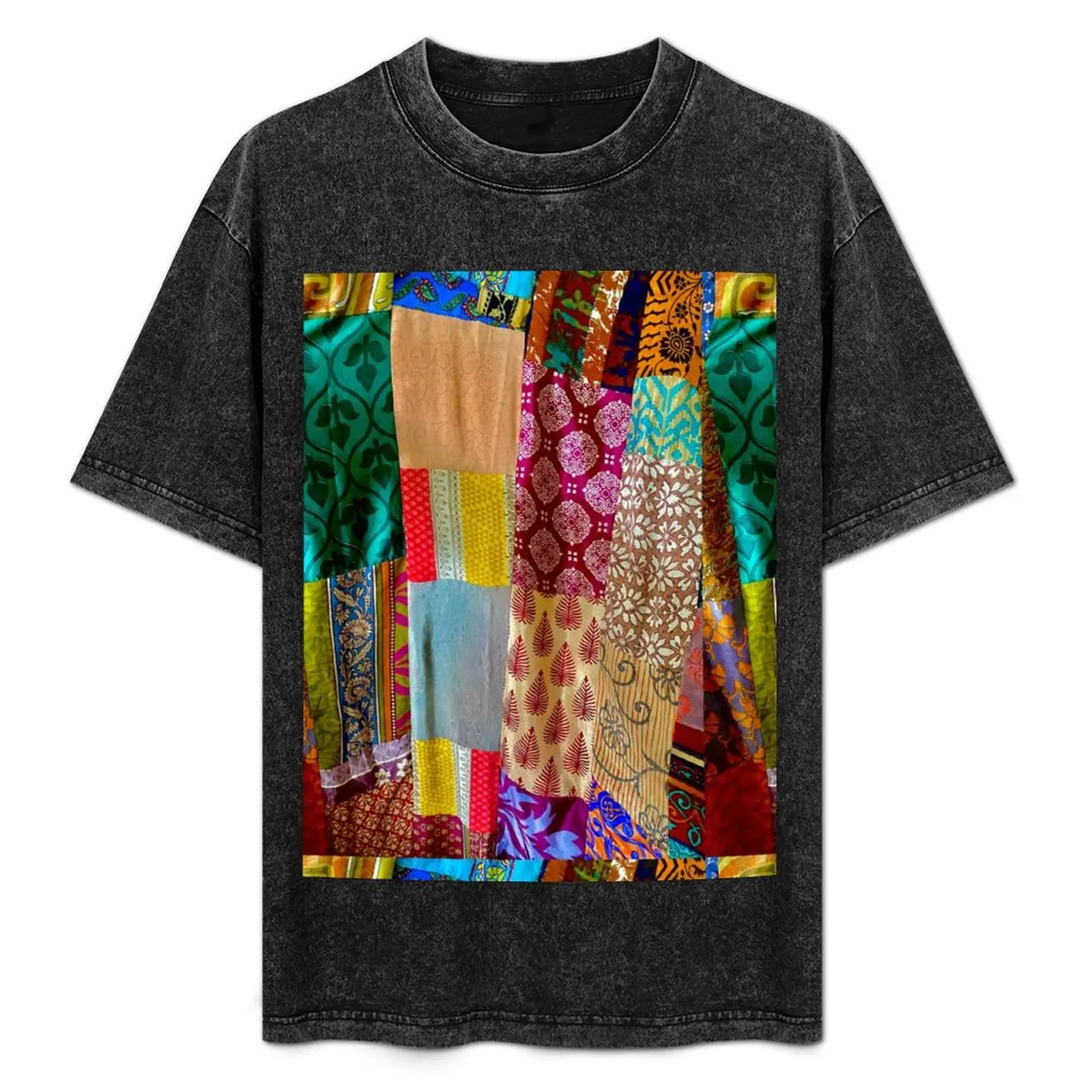 Kantha Silk India Saries repurposed into Boho Goddess T-Shirt anime figures cute tops summer shirt Men's clothing