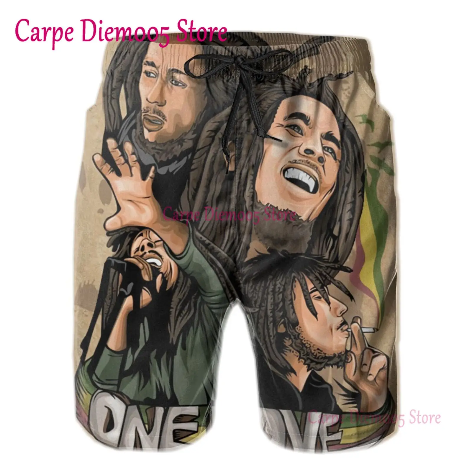 Short de bain unisexe Bob Marley, pantalon court décontracté, impression 3D, mode amusante, short de planche, été, hommes