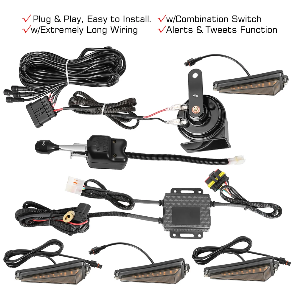 Plug and Play Turn Signal Horn Street Legal Kit For 19+ Polaris Ranger 1000 xp UTV ATV Blinker with Lever Column Switch Universa