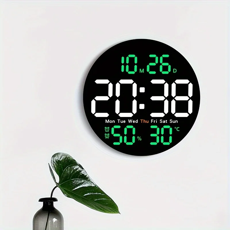 1pcs New Custom LED Digital Clock - Vibrant Color Alarm, Snooze & Adjustable Brightness - Remote Control, Count Up/Down, Tempera