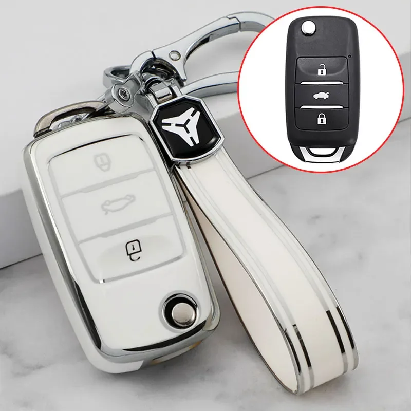 TPU Car Flip Key Case Cover for Changan CS75 Eado CS35 Raeton CS15 V3 V5 V7 Key Bag Fob Shell Holder Keychain Accessories