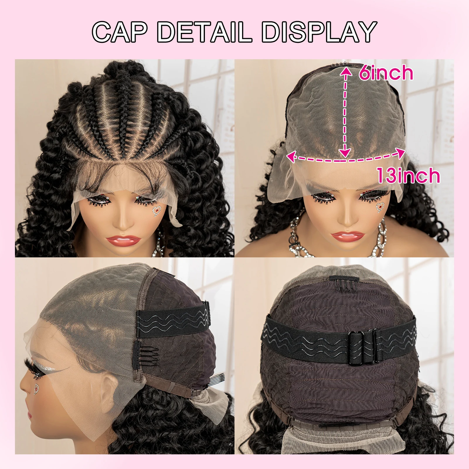 الاصطناعية بوب مجعد الشعر المستعار مع الضفائر 13x6 كامل الدانتيل أمامي 16 بوصة الأفرو مجعد كورنو صندوق شعر مستعار مضفر للنساء السود