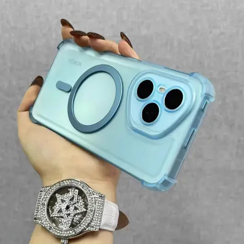 Airbag Shockproof Magnetic Wireless Charging Case on For Honor Magic7 Magic6 Magic 7 6 5 200 90 Pro 400 Lite Magsafe Clear Cover