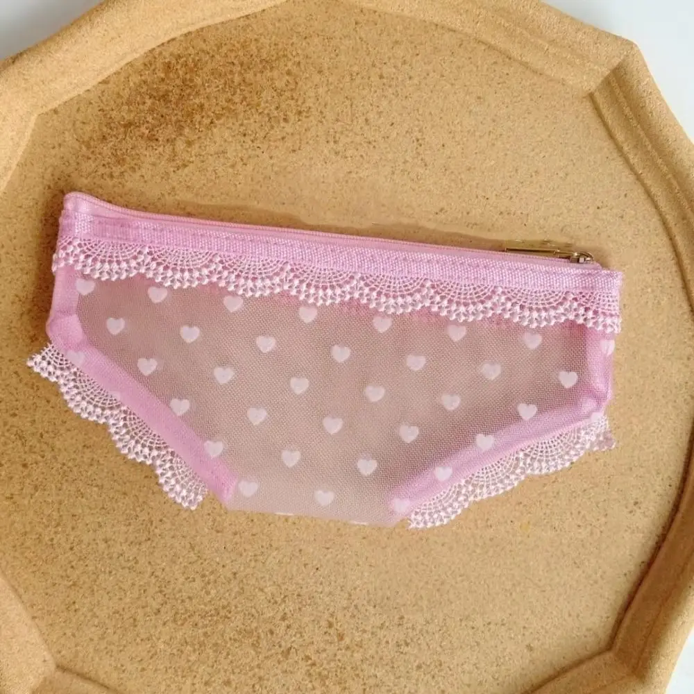 Mesh Briefs Shape Cosmetic Bag Korean Style with Zipper Makeup Storage Pouch Decorative Jewelry Organizer Mesh Toiletry Bag