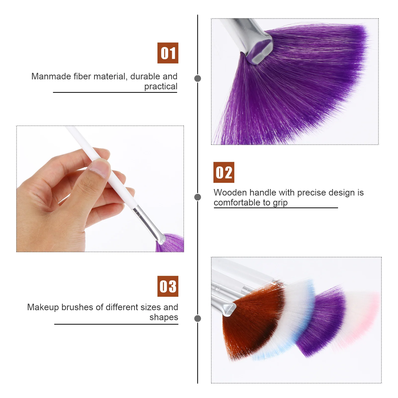 Set di pennelli da 16 pezzi Design facile e delicato sulla pelle per evidenziare il kit per il trucco quotidiano del correttore