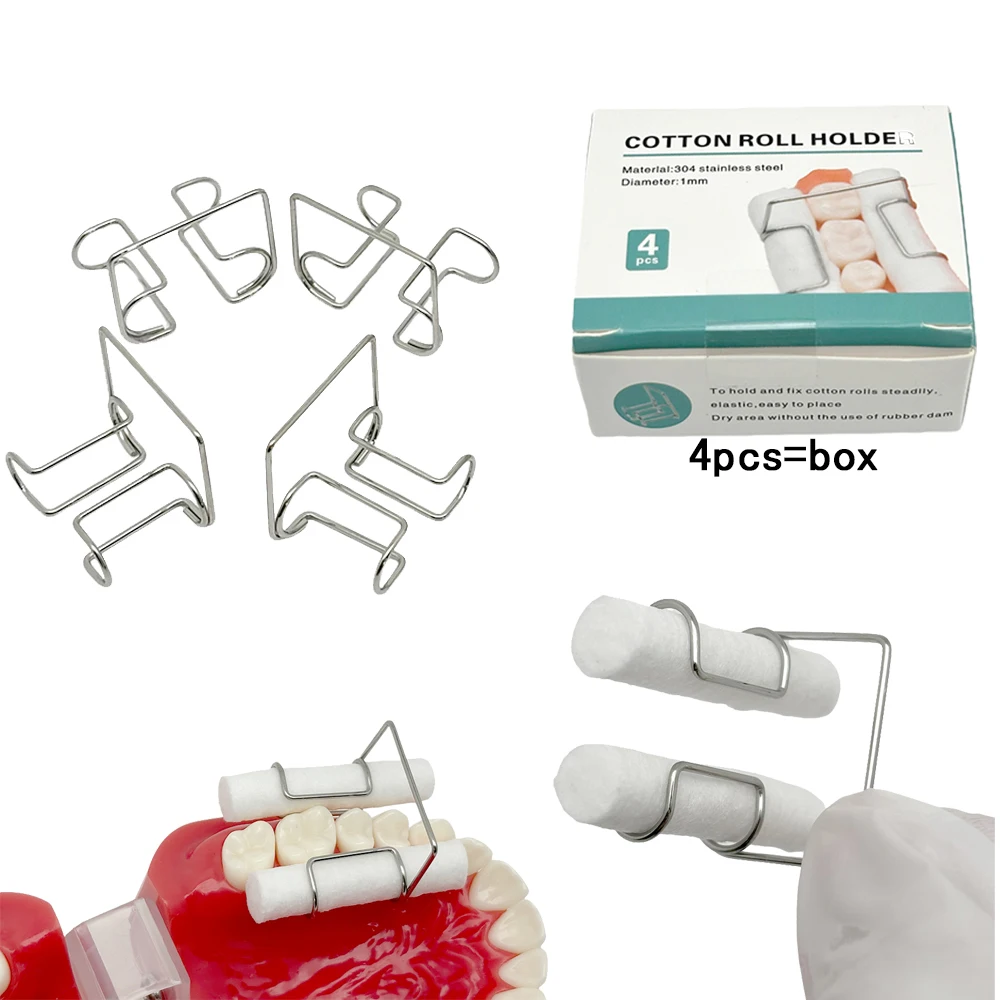 

4pcs Dental Cotton Roll Clip Holder Stainless Steel Autoclavable Oral Surgery Tool for Dentist Orthodontic Cotton Roller