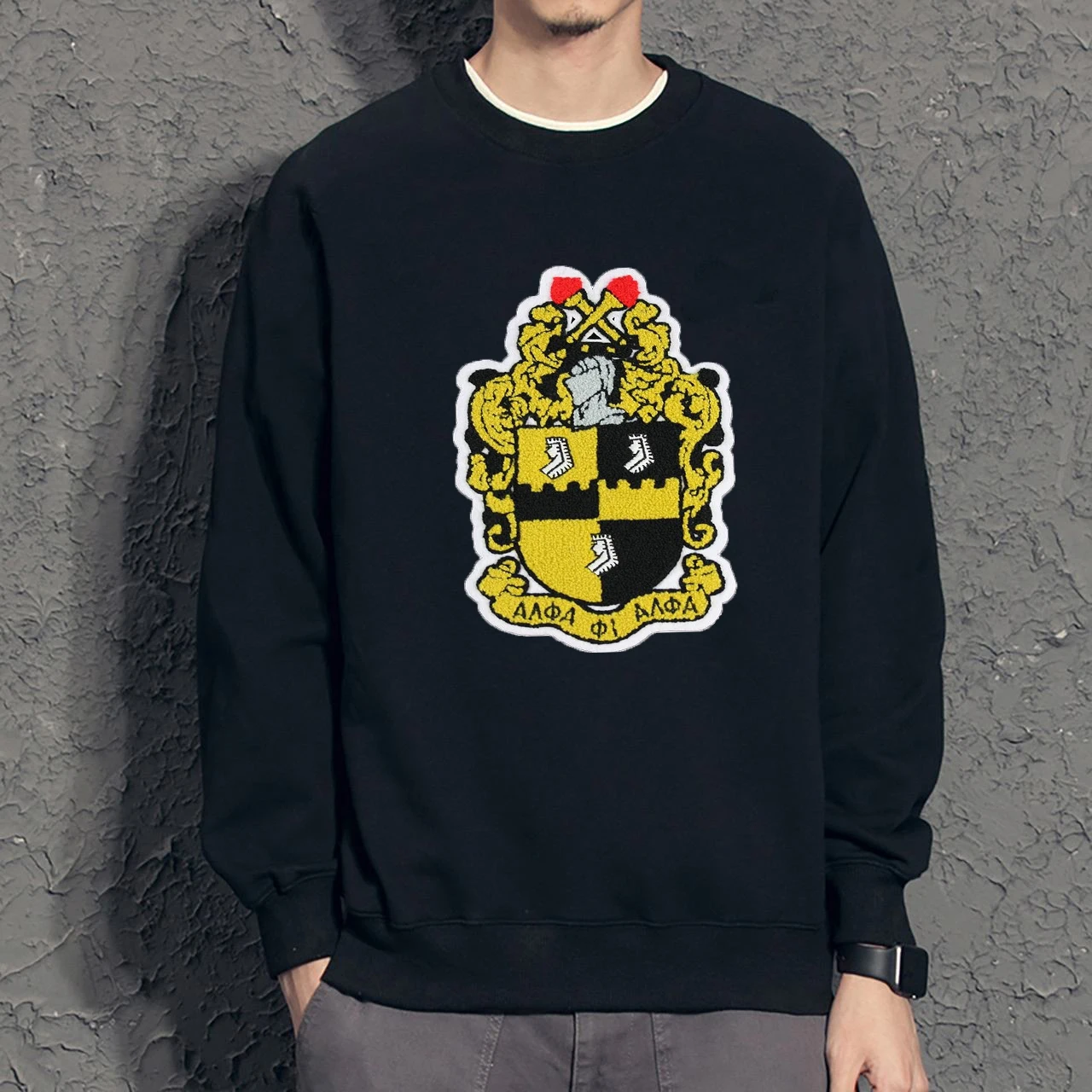Custom Greek Letters Alpha Phi Alpha 1906 Fraternity Chenille Patches Greek Alphabet Heat Applied Patch for Jacket Hoodies