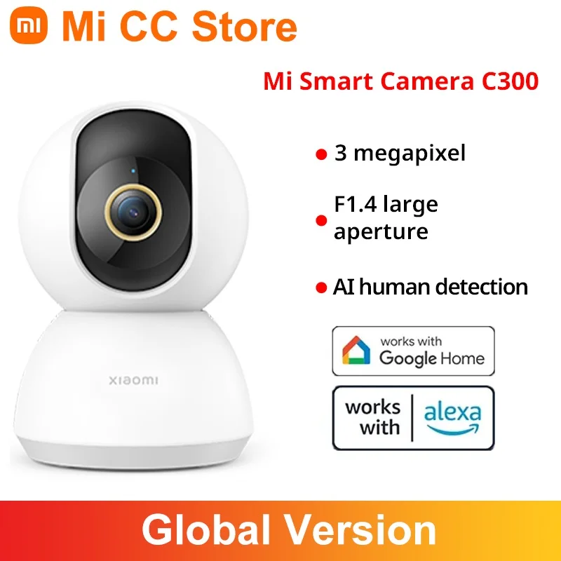 Algemene versie Xiaomi 360 °   Home Security Camera C300 Super Clear 2K Image F1.4 Groot diafragma AI Menselijke detectie Mi-camera