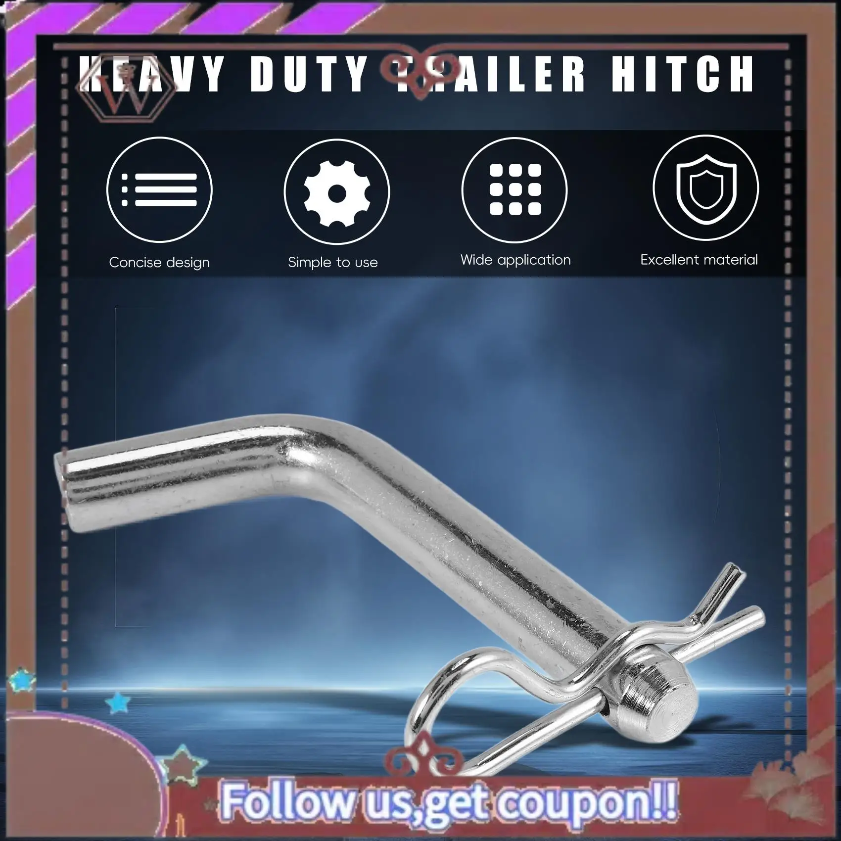 

A57E-Штифт и зажим для сцепного устройства прицепа диаметром 5/8 дюйма, сверхмощный сцепный сцеп для приемника диаметром 2 дюйма, шаровое крепление