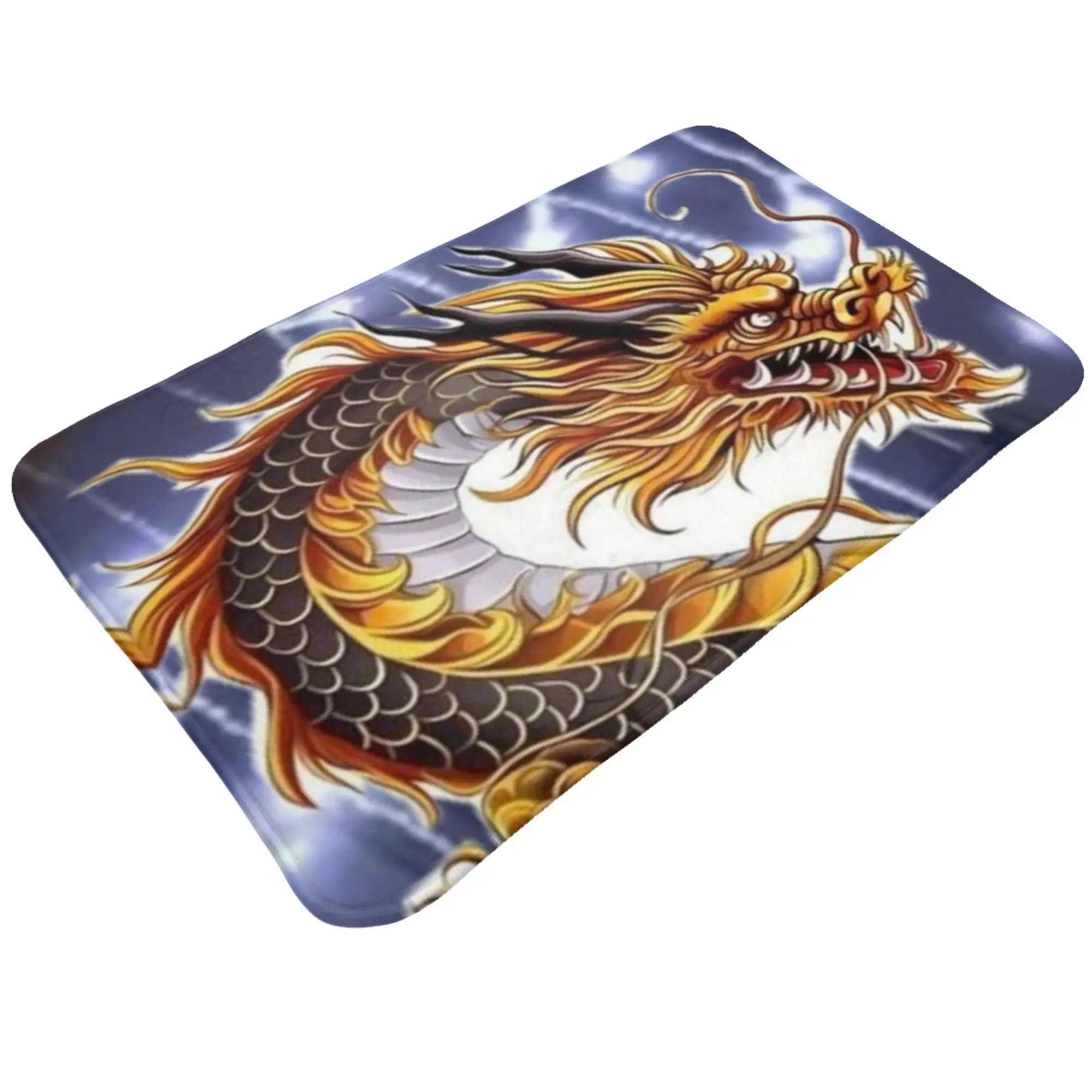 Golden Thunder Oriental Dragon Art Doormat Bedroom Living Room Mat  Washable Home Decoration