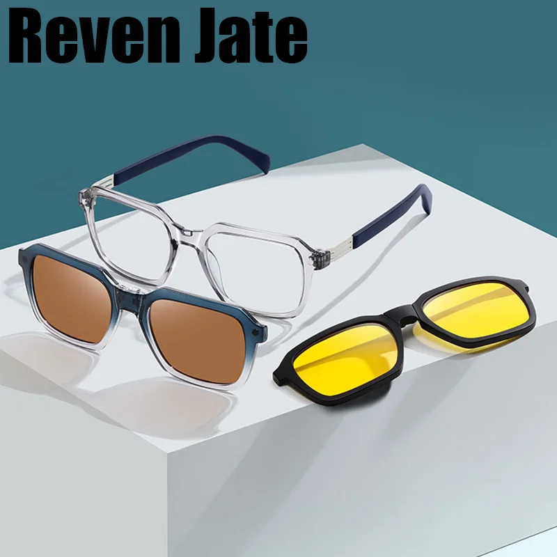 Reven Jate S33106 Polarized Sunglasses Men Women Magnetic Clip On Glasses Alloy Optical Prescription Eyewear Frames Eyeglasses