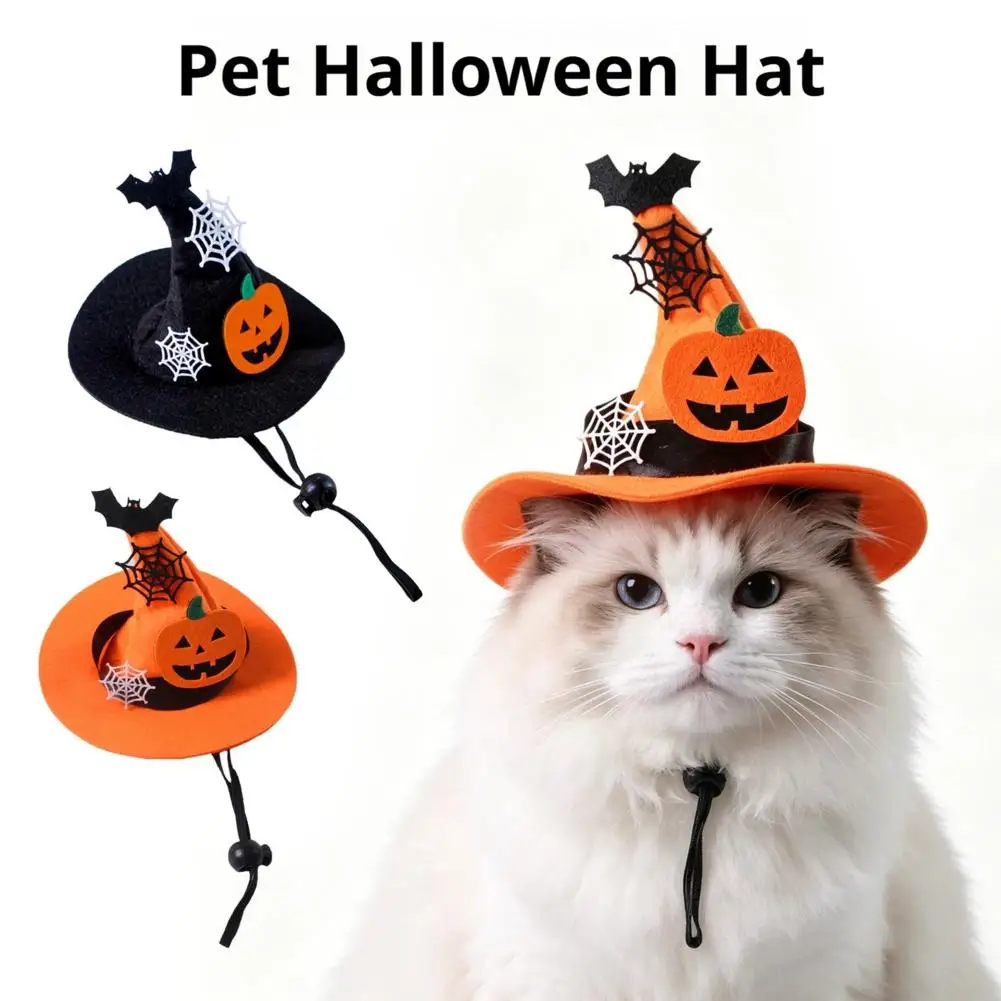Adjustable Lovely Pumpkin Witch Pet Hat Halloween Pet Party Dress Up Accessory For Puppy Kitten Trick Or Treat Birthday Shooting