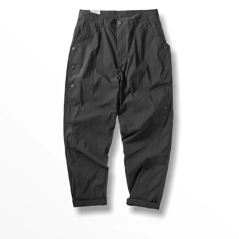 Mountain Speed Dry Pants Men's Thin Elastic Spring And Summer Loose Pants Ins Trend Breasted Casual Taper Pants