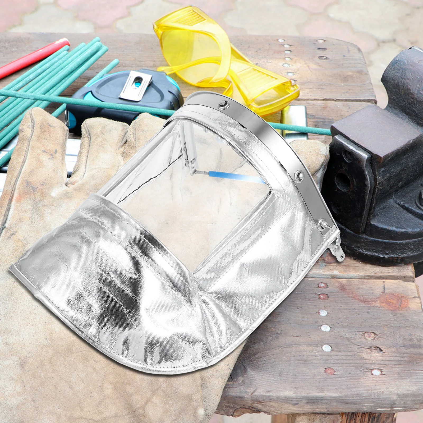 高温耐性フェイスシールド透明溶接マスクアルミ箔フルフェイス保護調節可能なヘッドギア