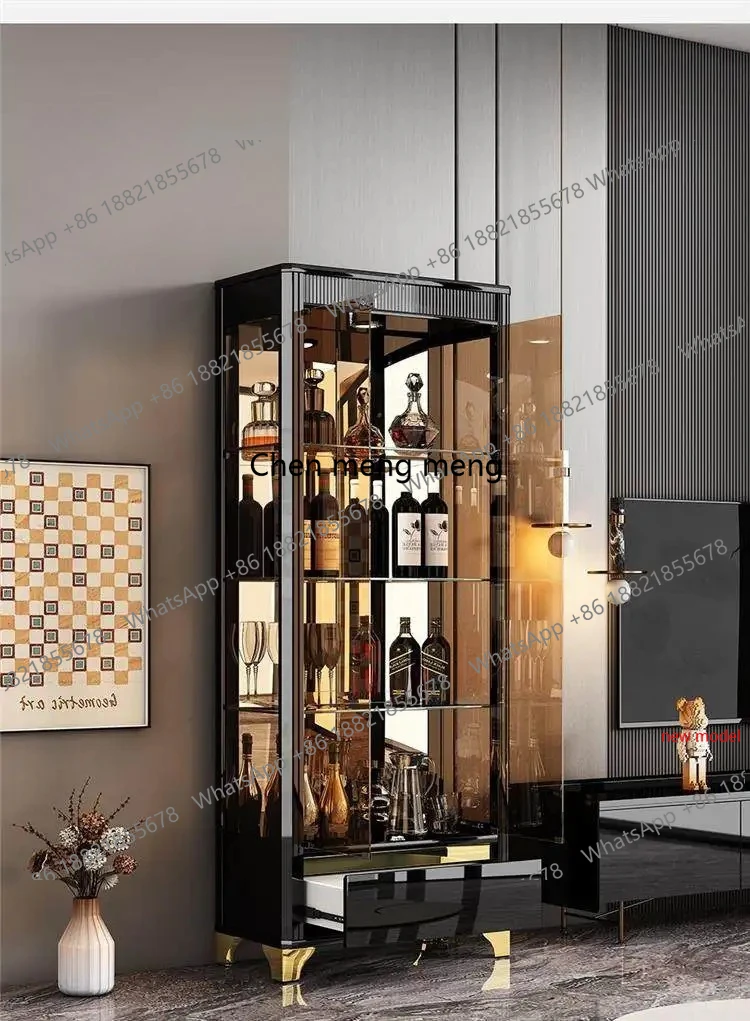 

Italian Minimalist Wine Cabinet Small Glass Paint Against Display Wine Cabinet Light Luxury Bar Furniture Drankenkast