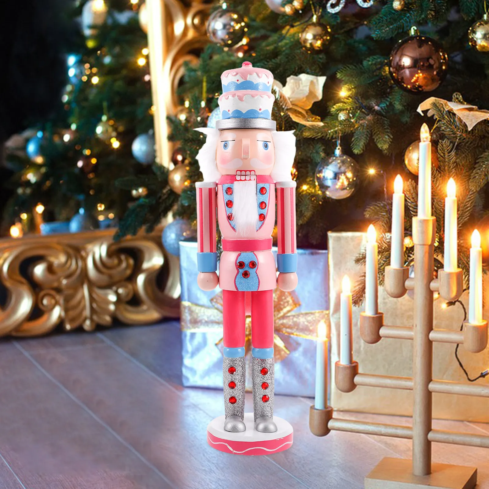 

Christmas Nutcracker Soldier Wooden Craft Ornament Desktop Decor For Home Hotel Restaurant Coffee Shop Xmas Party