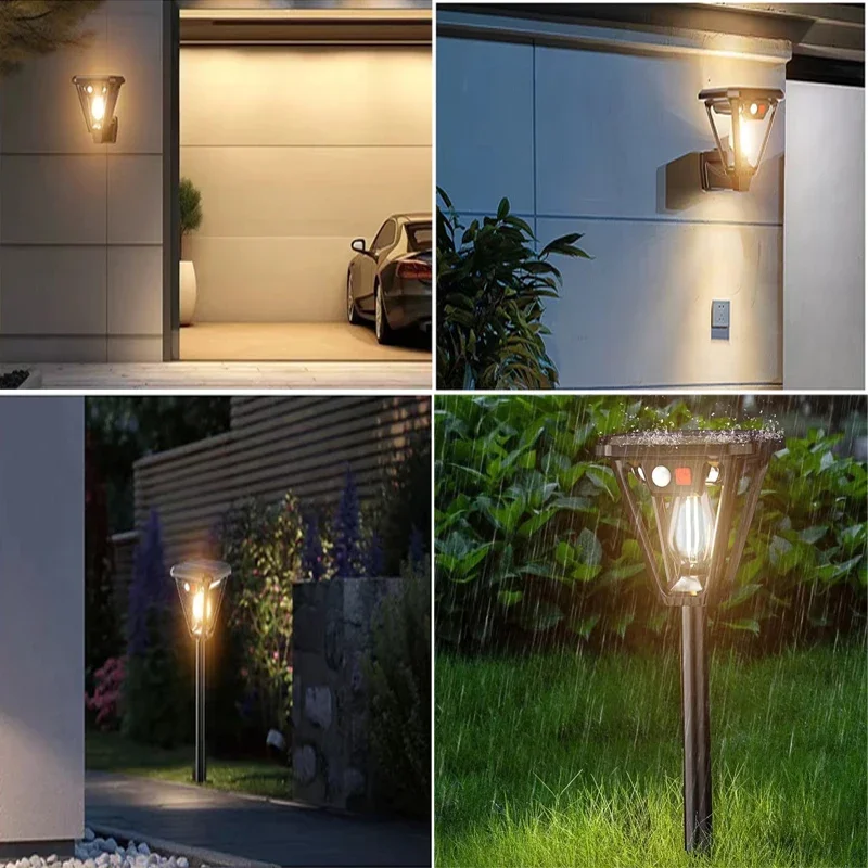 Imagem -06 - Outdoor Solar Led Indução Wall Lâmpadas Decorativo Tungsten Lâmpada Lawn Lâmpadas Floor Lâmpadas Jardim e Paisagem 2in 1