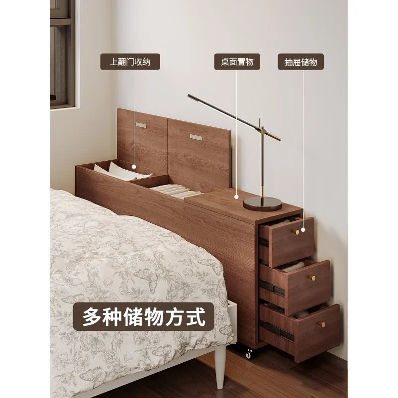 Solid wood bedroom bedside cabinet bedside high cabinet simple long crevice storage cabinet narrow