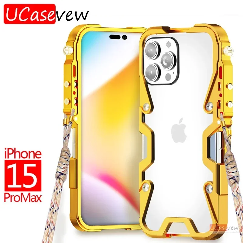 

Роскошный бронированный металлический алюминиевый чехол для Apple IPhone 15 Pro Max 11 12 13 14 Plus, алюминиевый металлический бронированный противоударный чехол для телефона