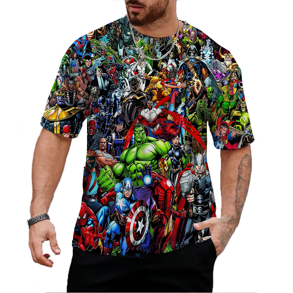 

New Marvel Spider Man T-shirt for men's and children's clothing, superhero Hulk men's T-shirt top, summer short sleeved T-shirt