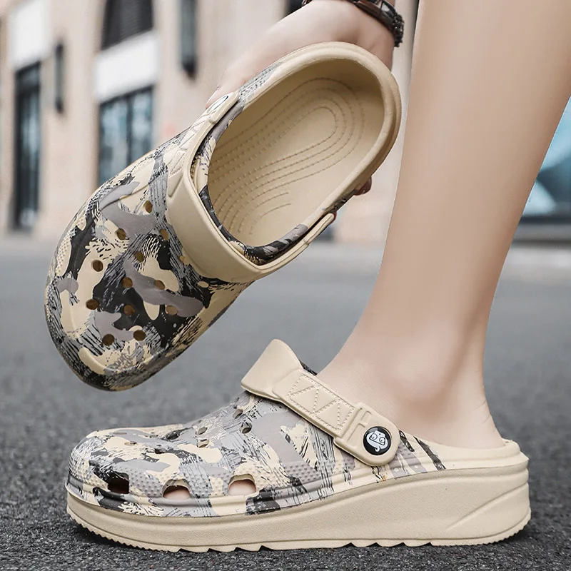 Summer Men Slippers Camouflage Platform Outdoor Clogs Shoe Women Beach Sandals Male Soft EVA Indoor Home Slides Lover Flip Flops