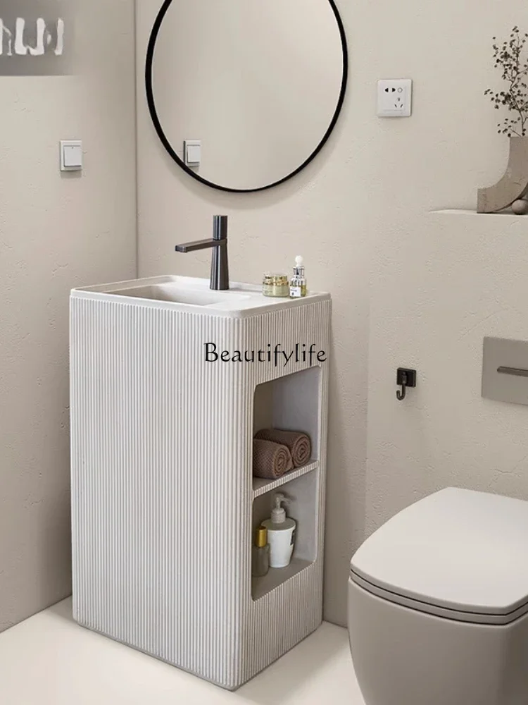 FG-*Wabi Sand Cream Wind Bathroom Cabinet Column Basin Floor Type Integrated Storage