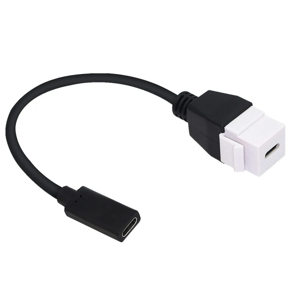 USB 3.1 Type-C FEMALE TO Type-C อะแดปเตอร์เสียบแผงตัวเมียสำหรับซ็อกเก็ตผนังแผ่นหน้า0.2เมตร