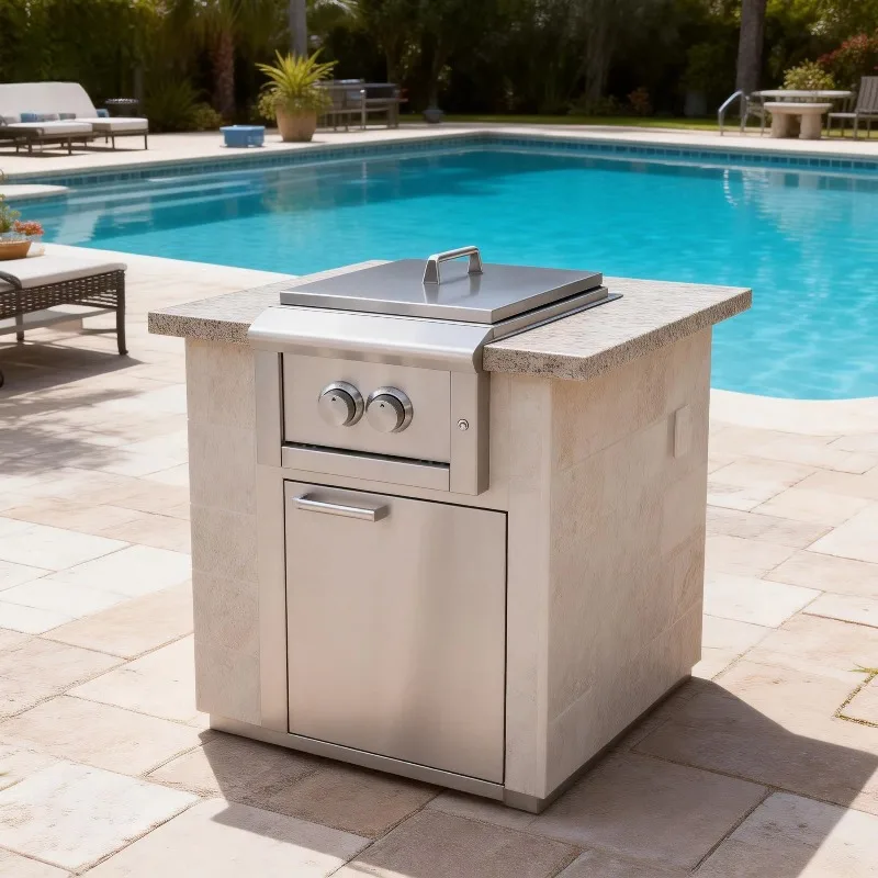 Modern Premium 2-Burner Gas Stove Factory Direct Indoor BBQ Cabinet and Outdoor Kitchens with Double Side Burner
