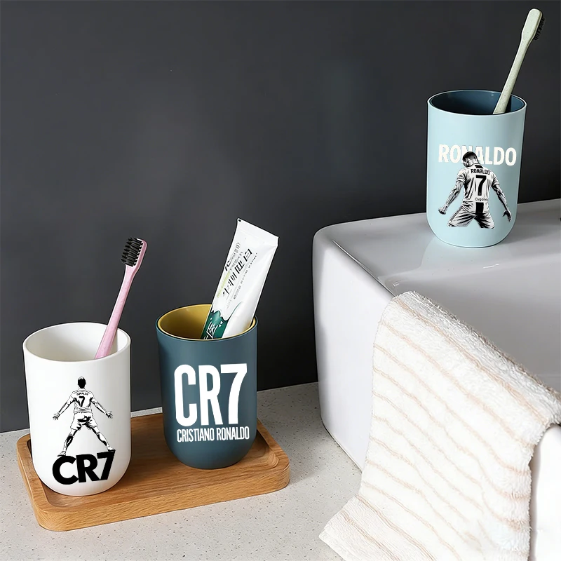 Football Star Ronaldos Water Cup Toothbrush Cup Cr7 Kawaii Cartoon Mouthwash Cup MEN WOMEN Water Cups Birthday Home FANS Gifts