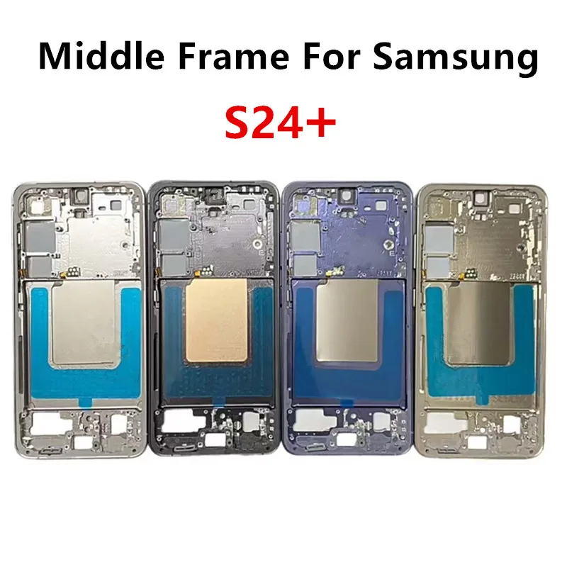 S24Plus For Samsung Galaxy S24 Plus S926 Middle Frame Housing Board LCD Faceplate Bezel Replace Repair Parts + Side Buttons