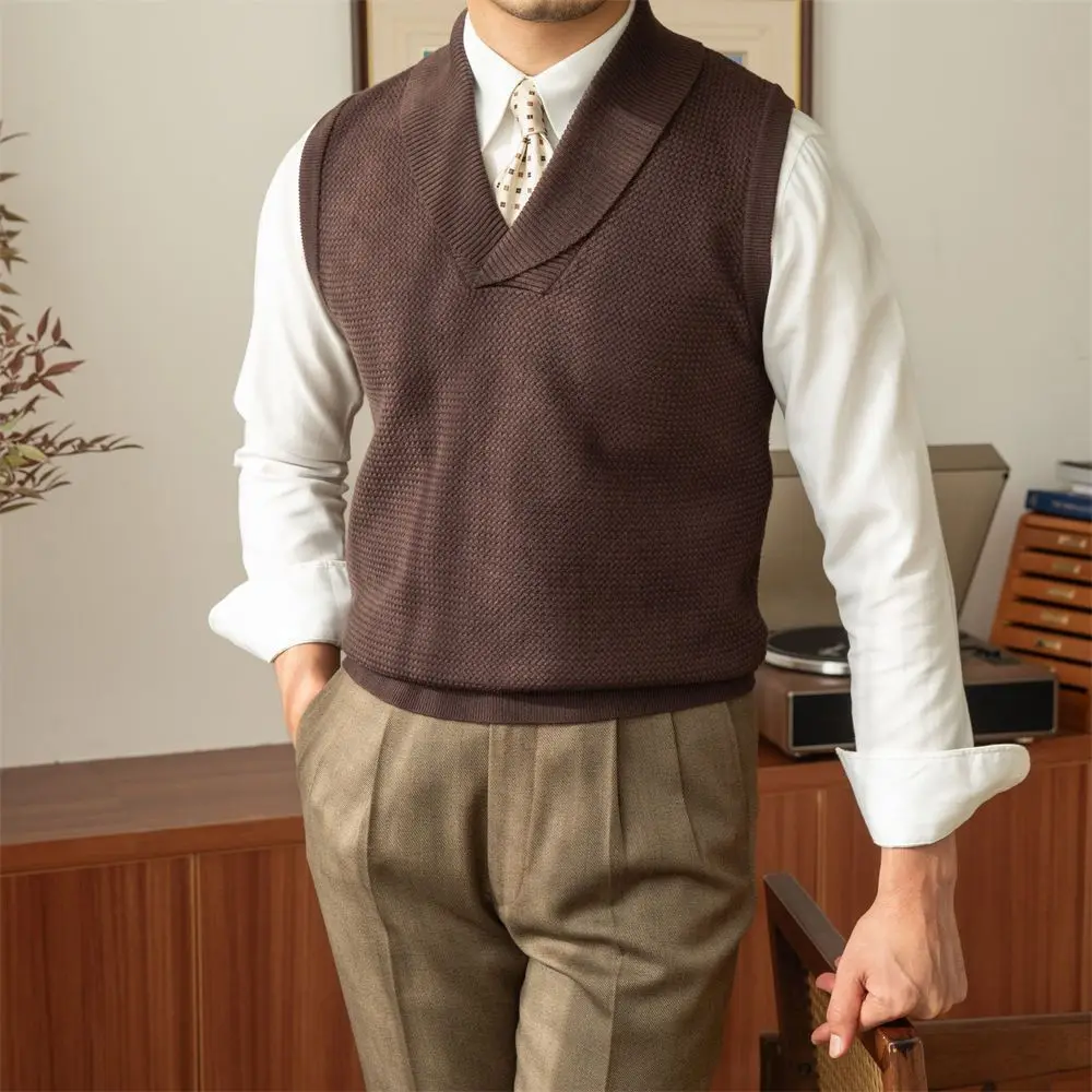 Men\'s Casual Sweater Vest Warm and Comfortable Vest in Autumn and Winter Solid Color Sweater Vest Casual Fashion Warm Top